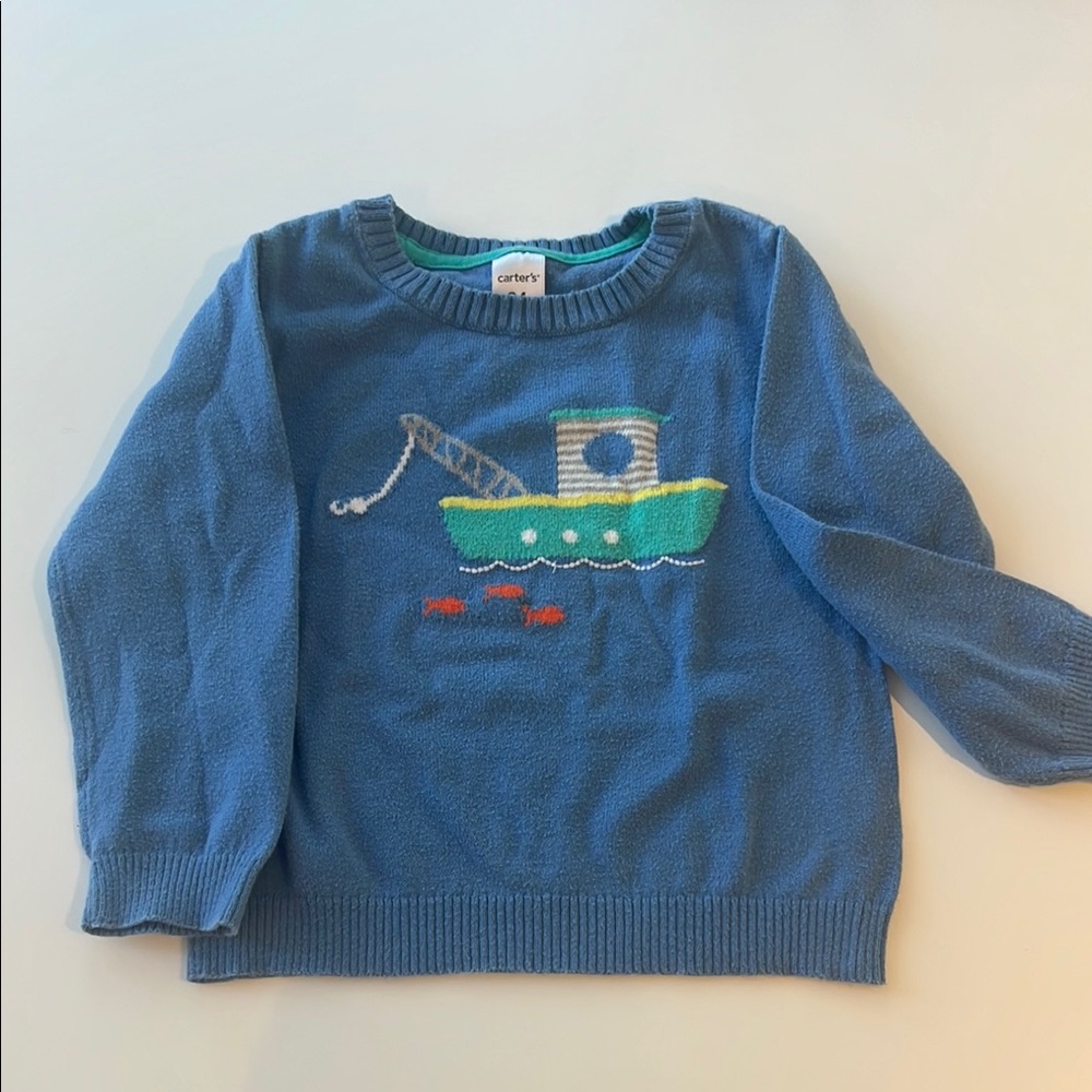 Carter's Blue Sweater with Boat Design